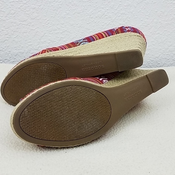 𝅺sonoma 9M peep toe shoes wedge heel aztek - Picture 6 of 7
